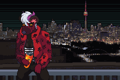 Billie sitting on the roof of an apartment building in Toronto in a thick jacket. She's looking at a can of tea in her hands pensively.